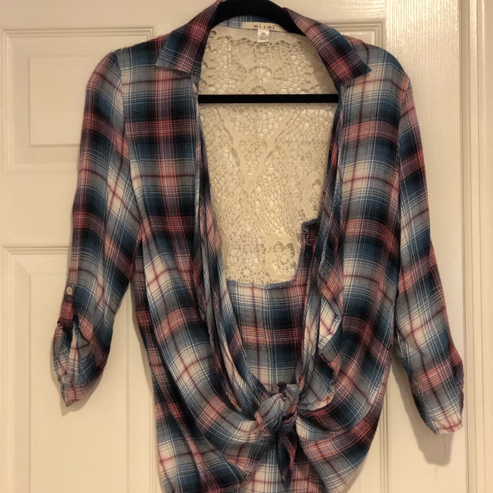 The lace flannel and a free people basic tee